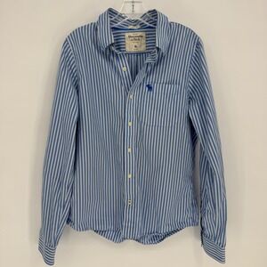 Abercrombie & Fitch Kids Blue muscle White‎ Stripe Button Down Shirt Size XL